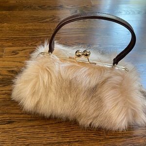Fun (Fake) Fur Purse Unused - excellent condition! Brown handle - gold hardware.